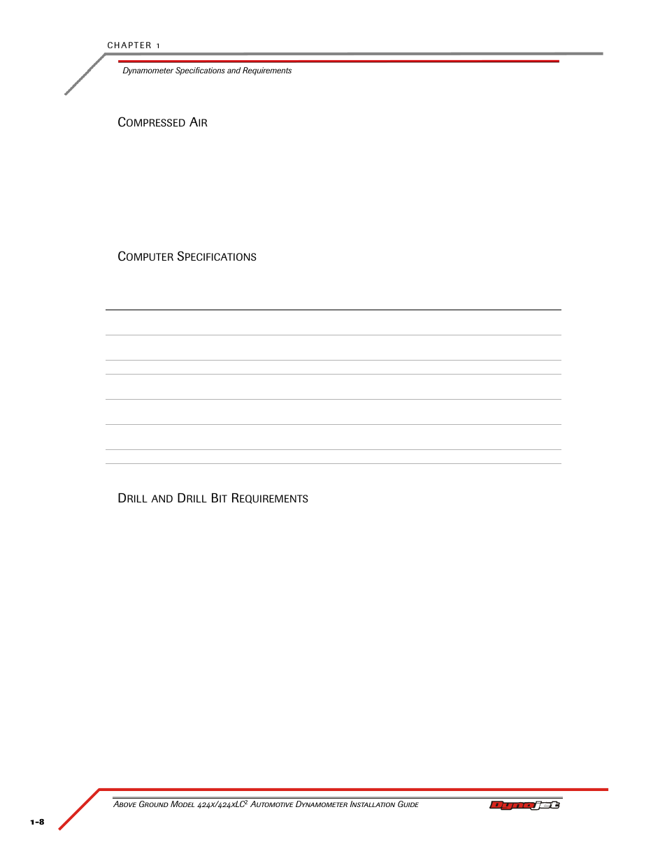Compressed air, Computer specifications, Drill and drill bit requirements | Dynojet 424xLC2: Installation Guide User Manual | Page 18 / 190