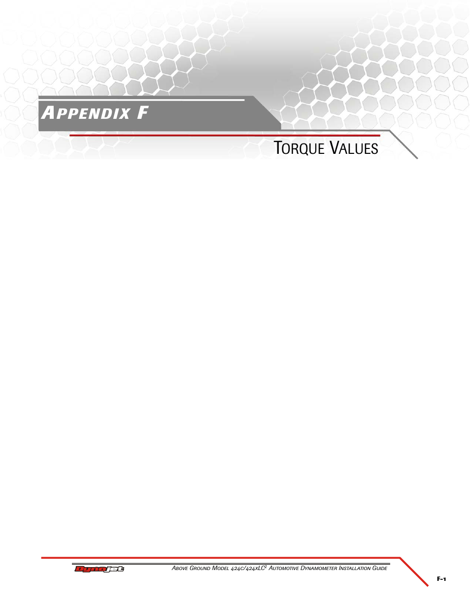 F - torque values | Dynojet 424xLC2: Installation Guide User Manual | Page 183 / 190