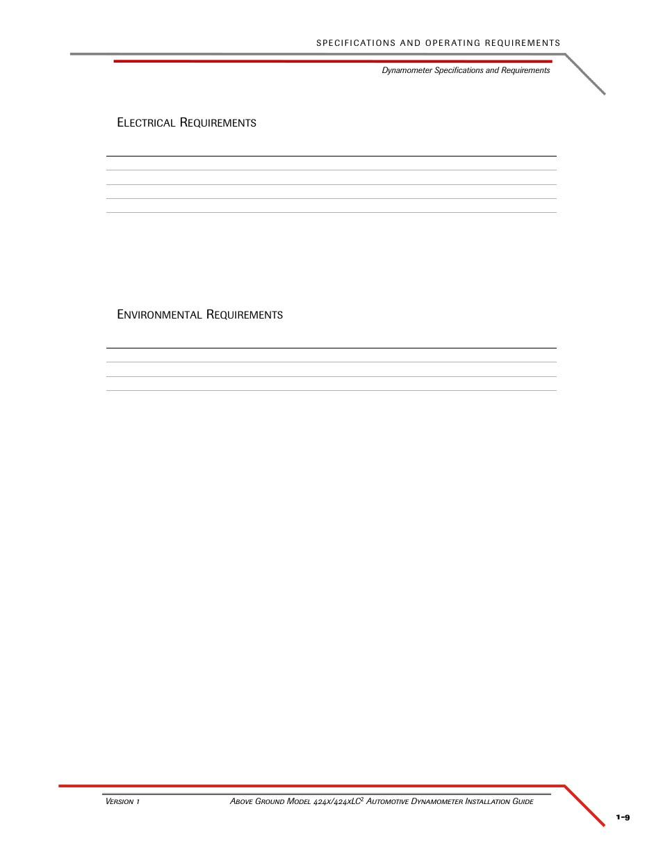 Electrical requirements, Environmental requirements | Dynojet 424xLC2: Installation Guide User Manual | Page 19 / 190