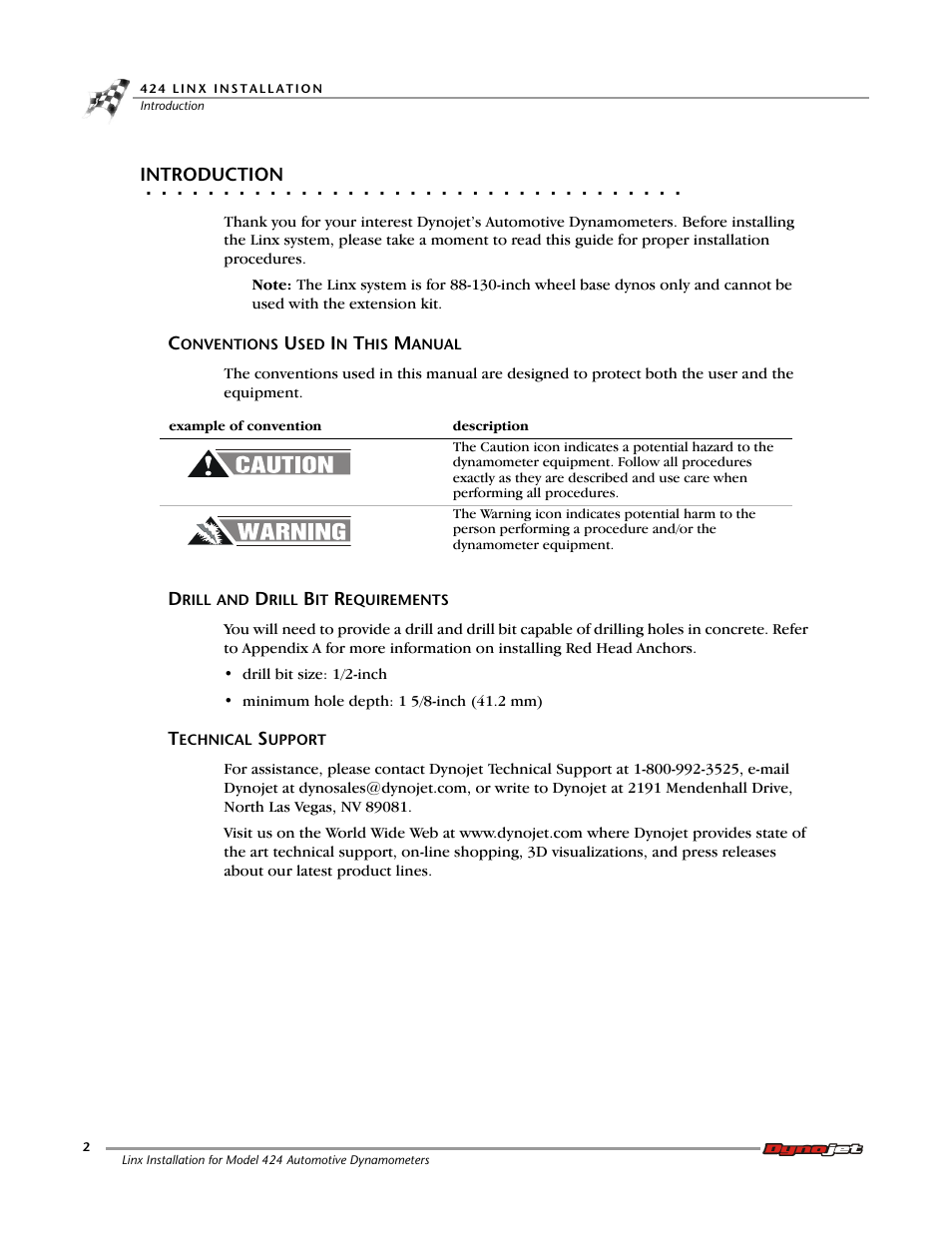 Introduction, Conventions used in this manual, Drill and drill bit requirements | Technical support | Dynojet 424 Linx: DWRT Installation Guide User Manual | Page 6 / 56