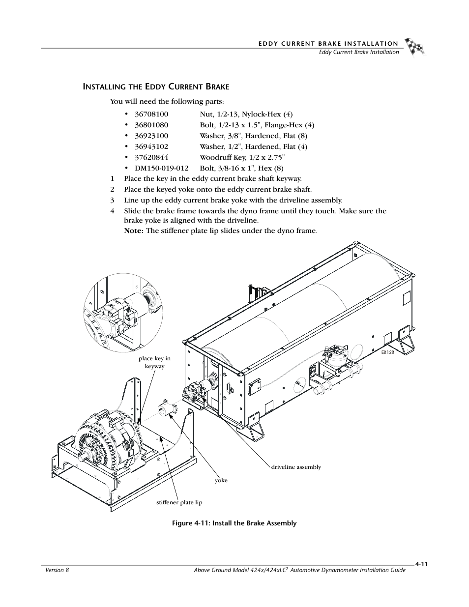 Installing the eddy current brake | Dynojet 424x: Installation Guide User Manual | Page 103 / 188