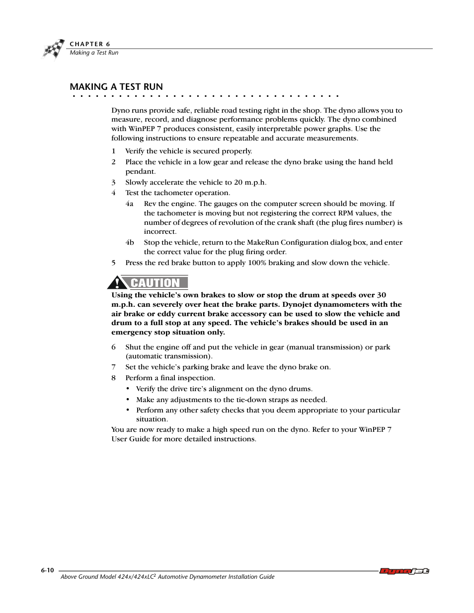 Making a test run | Dynojet 424x: Installation Guide User Manual | Page 134 / 188