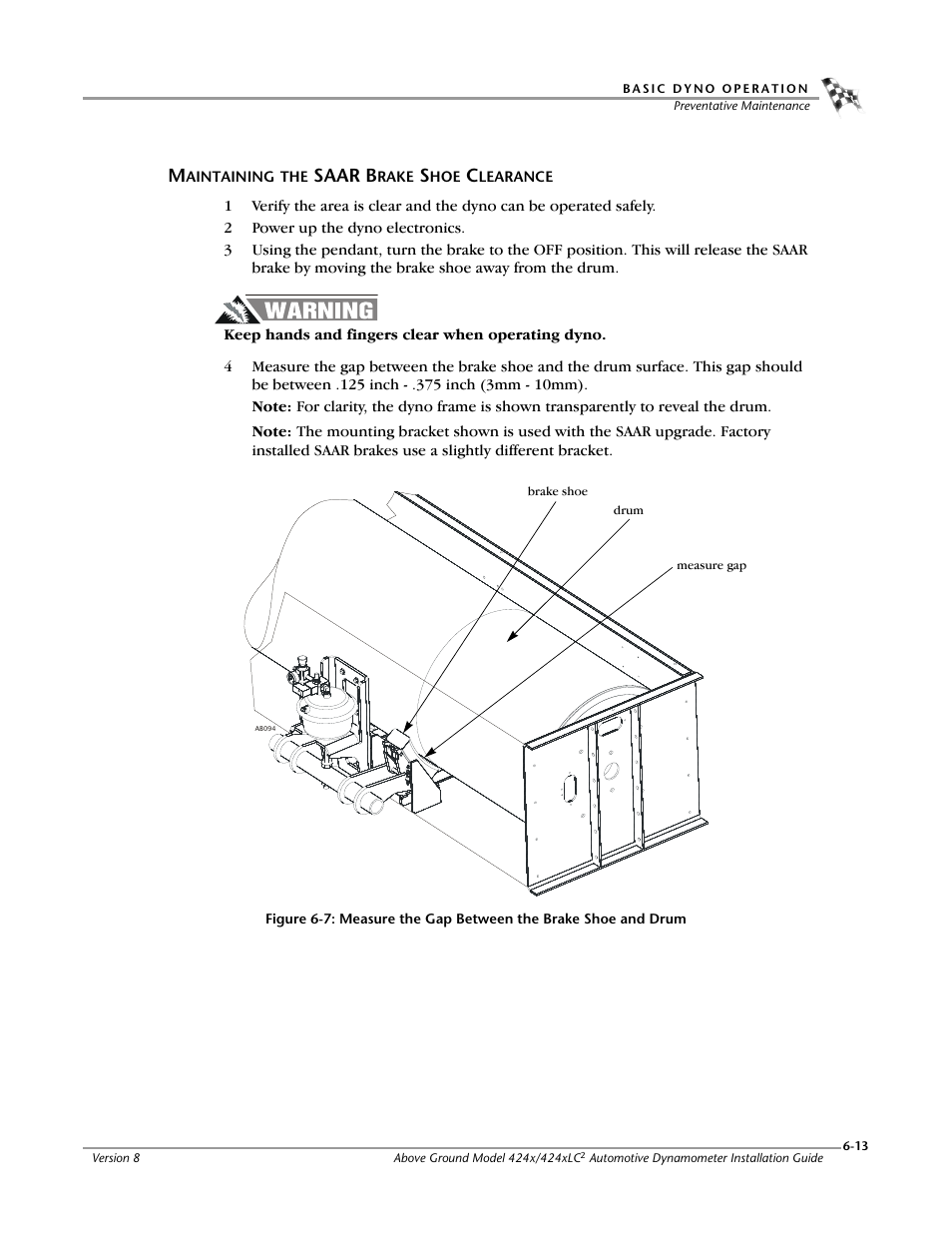 Maintaining the saar brake shoe clearance | Dynojet 424x: Installation Guide User Manual | Page 137 / 188