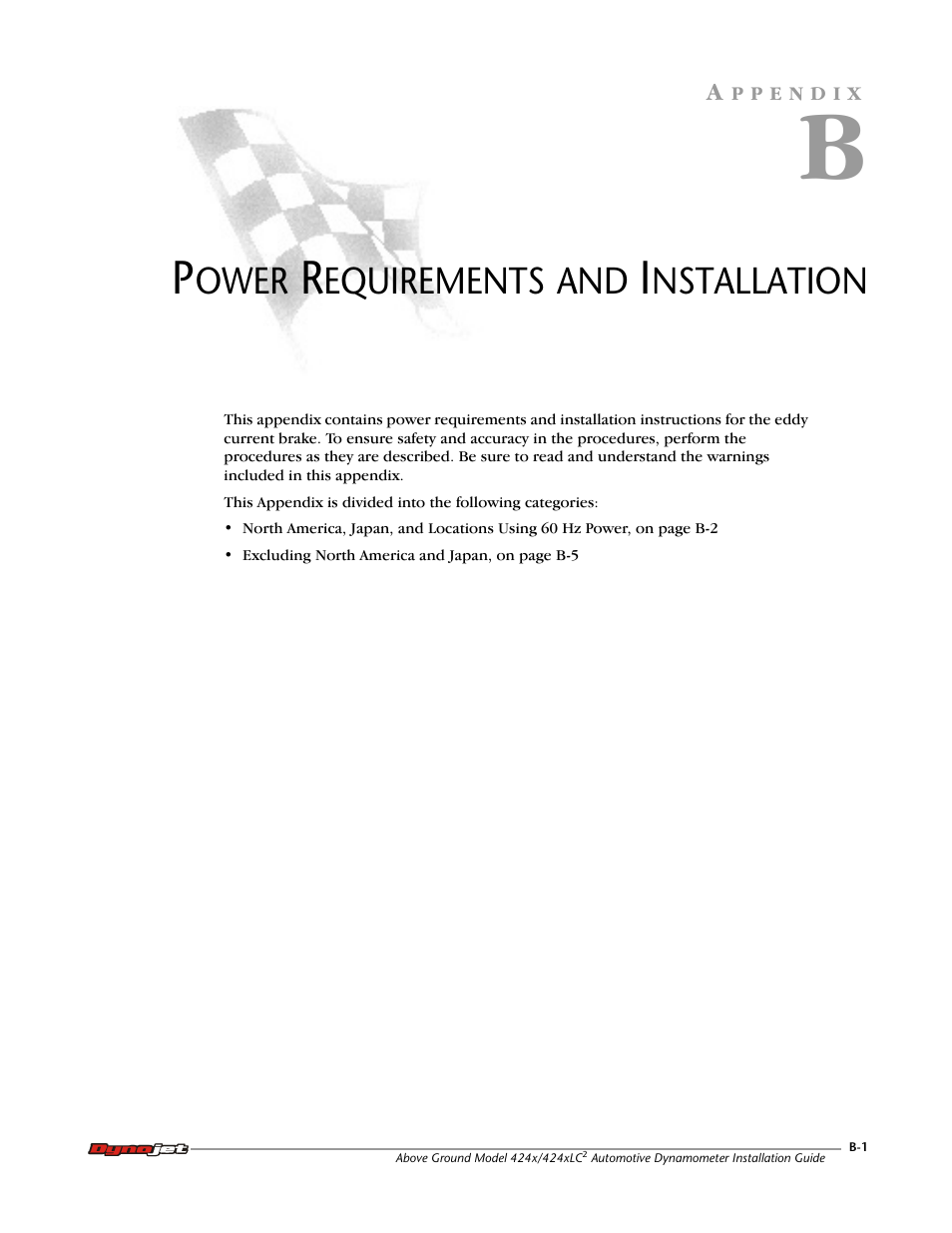 B - power requirements and installation | Dynojet 424x: Installation Guide User Manual | Page 145 / 188