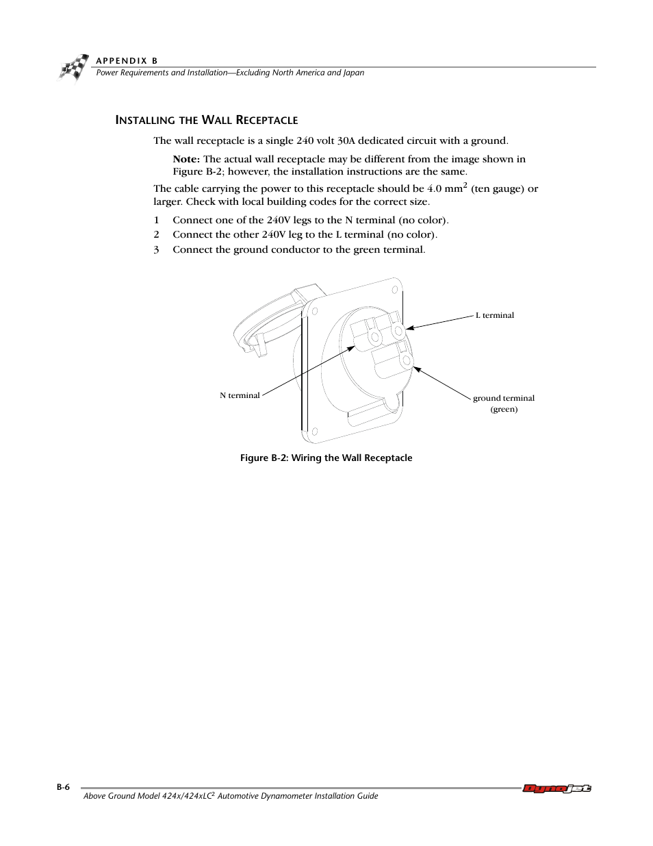 Installing the wall receptacle | Dynojet 424x: Installation Guide User Manual | Page 150 / 188