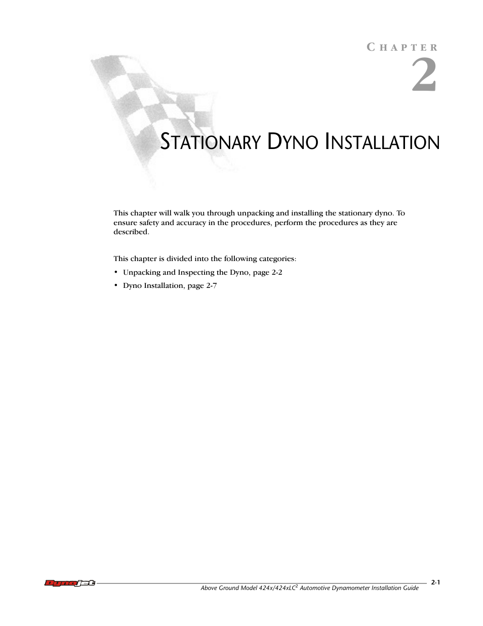 2 - stationary dyno installation | Dynojet 424x: Installation Guide User Manual | Page 25 / 188