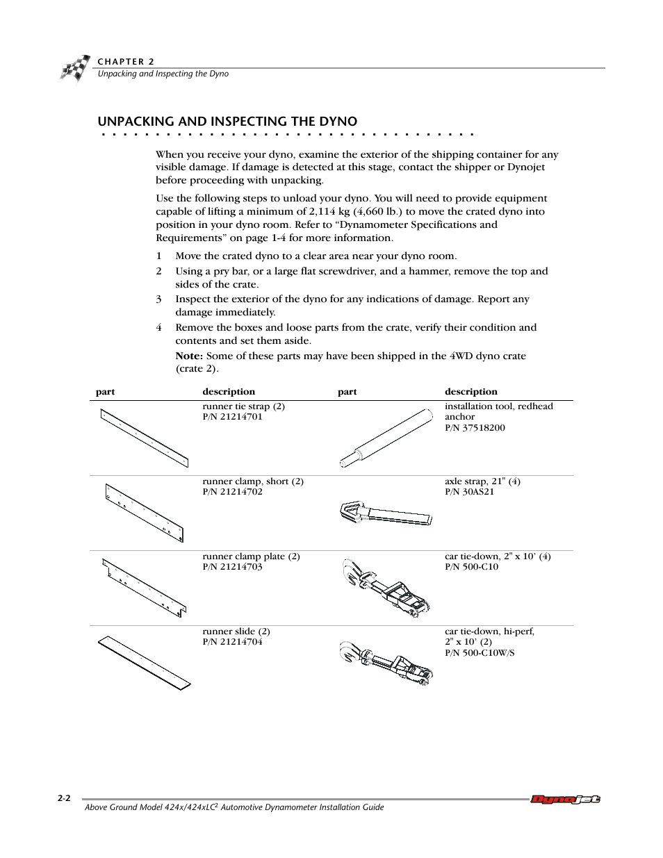 Unpacking and inspecting the dyno | Dynojet 424x: Installation Guide User Manual | Page 26 / 188