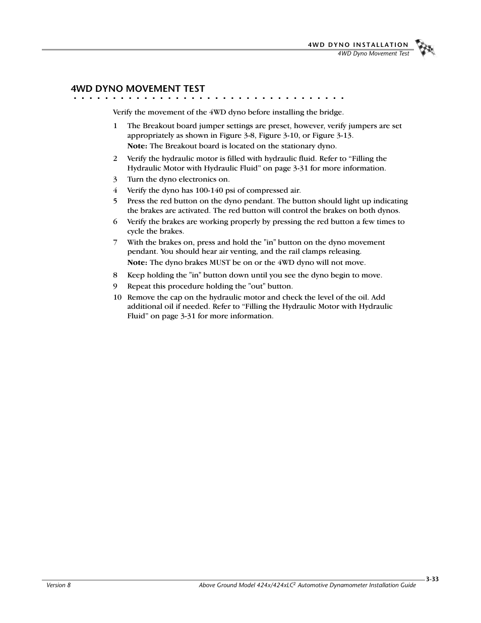 4wd dyno movement test | Dynojet 424x: Installation Guide User Manual | Page 71 / 188