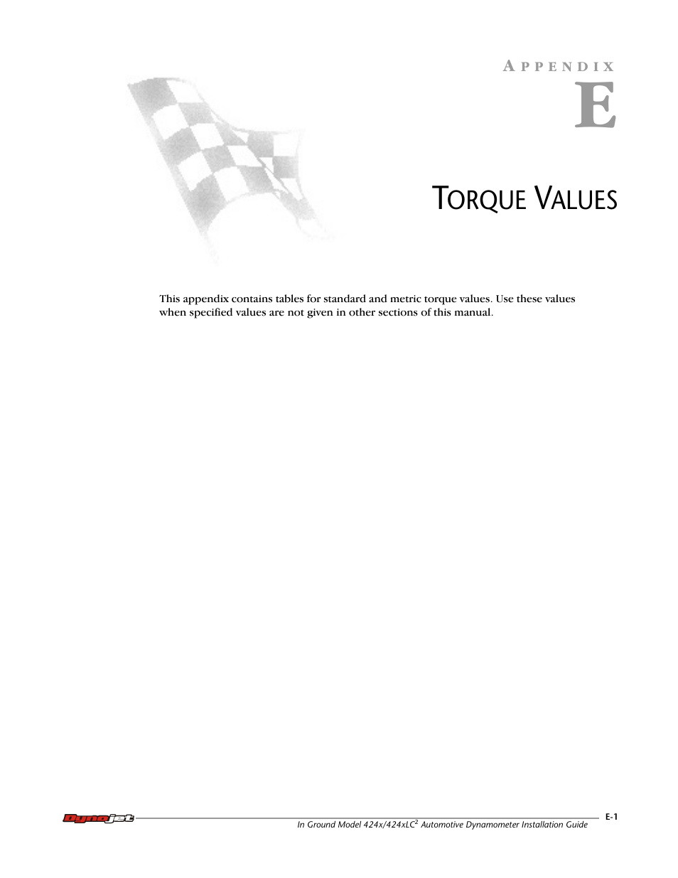 E - torque values | Dynojet 424x: Installation Guide User Manual | Page 147 / 153