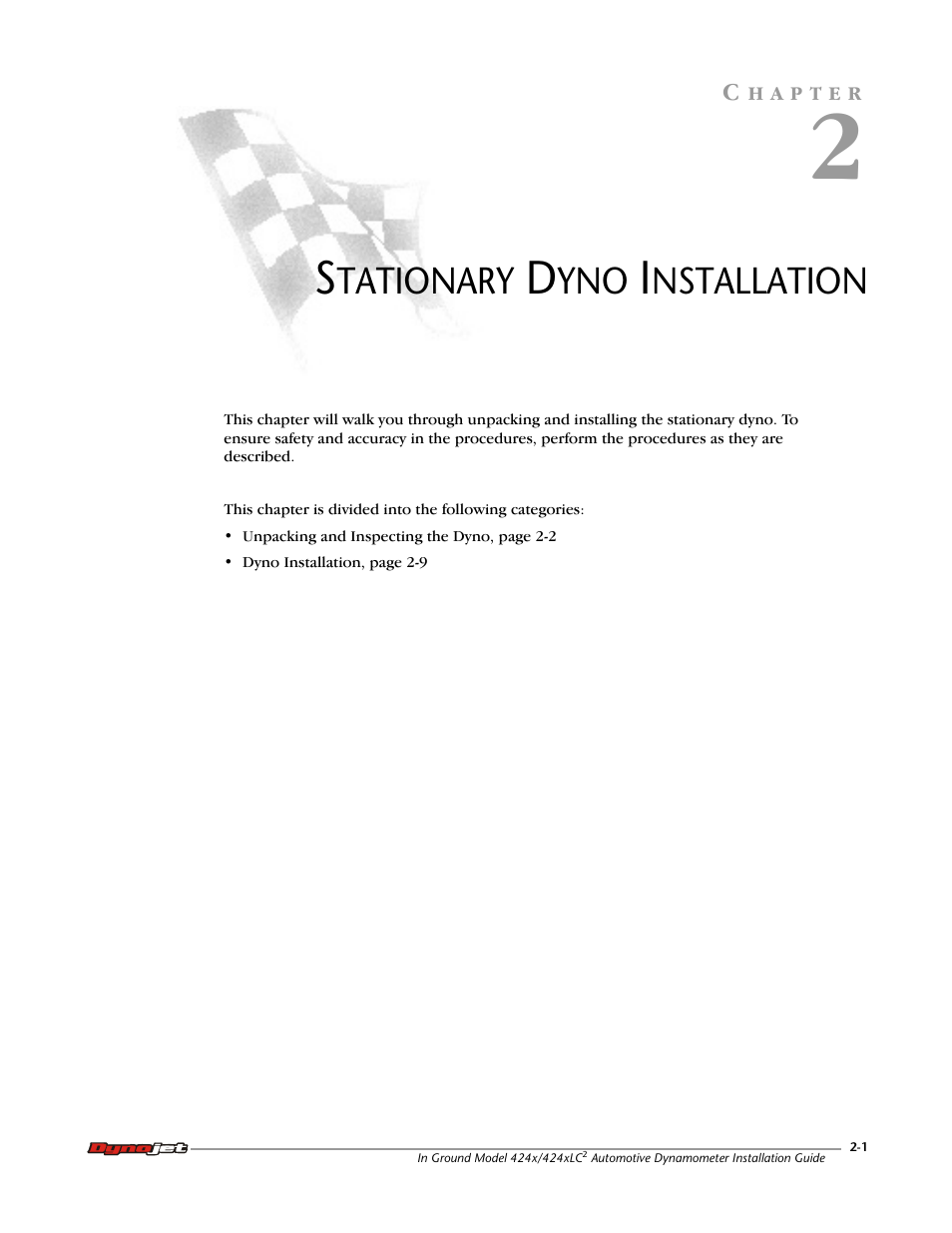 2 - stationary dyno installation | Dynojet 424x: Installation Guide User Manual | Page 25 / 153