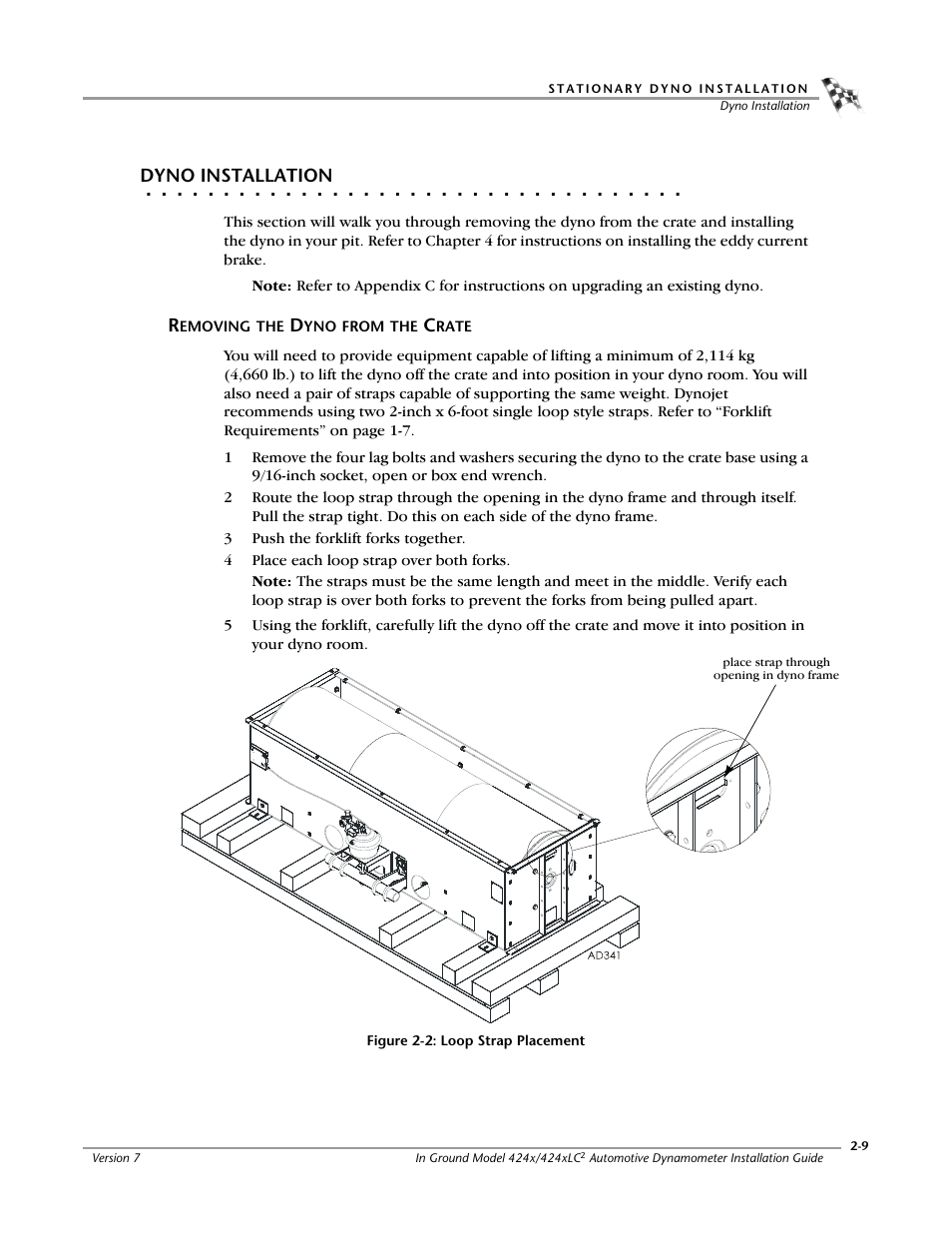 Dyno installation, Removing the dyno from the crate | Dynojet 424x: Installation Guide User Manual | Page 33 / 153
