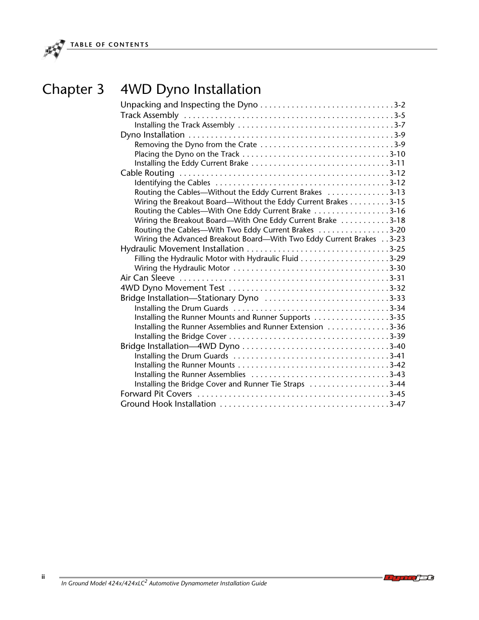 Chapter 3 4wd dyno installation | Dynojet 424x: Installation Guide User Manual | Page 4 / 153