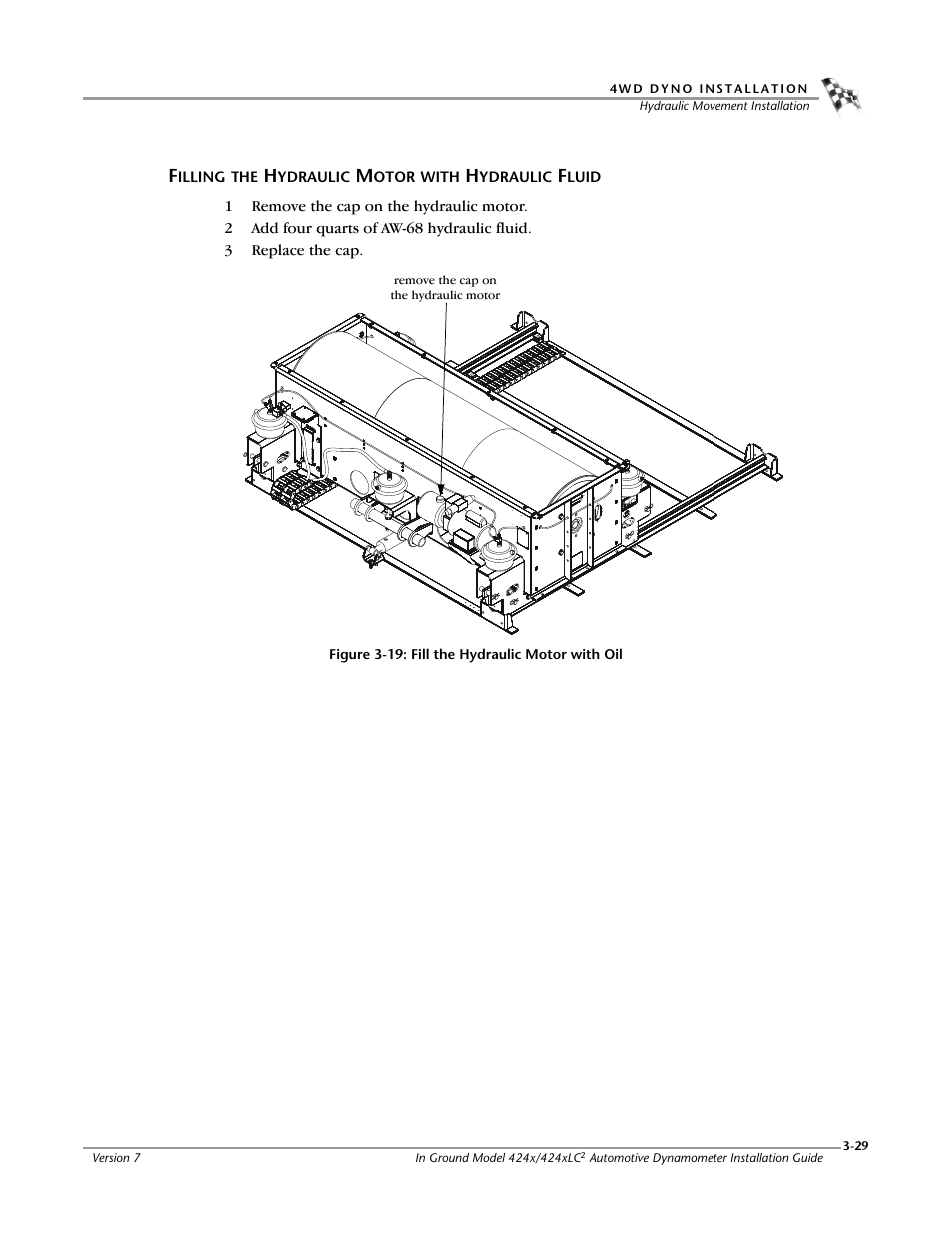 Filling the hydraulic motor with hydraulic fluid | Dynojet 424x: Installation Guide User Manual | Page 65 / 153