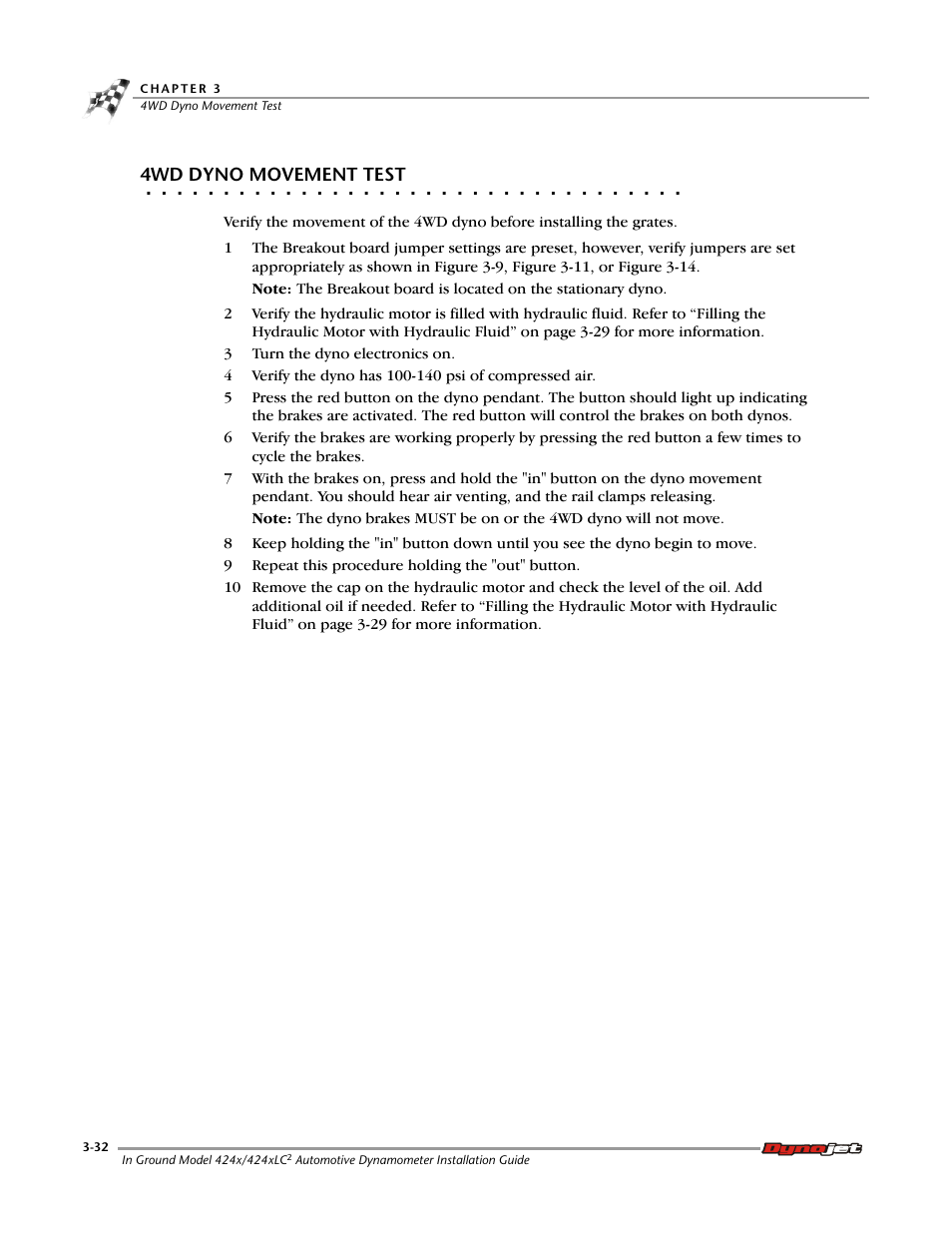 4wd dyno movement test | Dynojet 424x: Installation Guide User Manual | Page 68 / 153