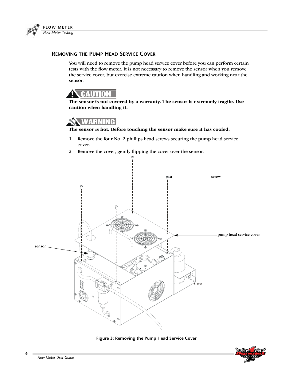 Removing the pump head service cover | Dynojet Flow Meter User Manual | Page 10 / 22