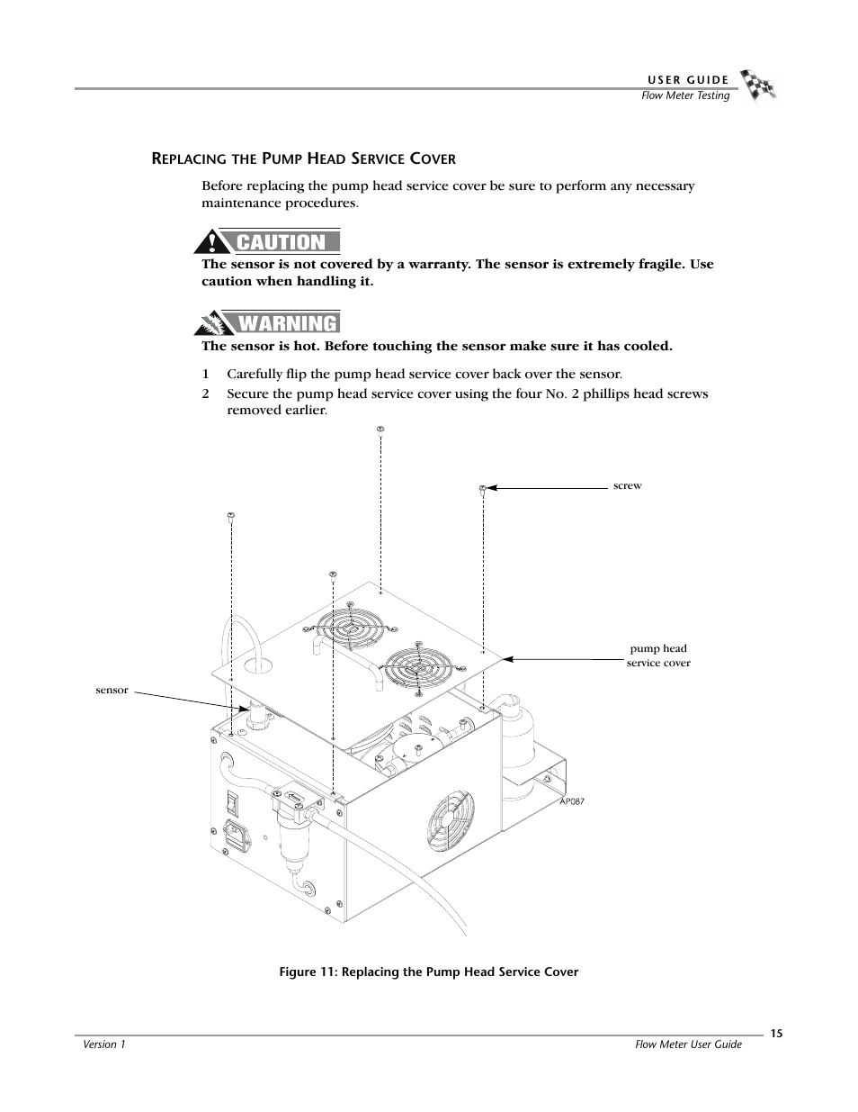 Replacing the pump head service cover | Dynojet Flow Meter User Manual | Page 19 / 22