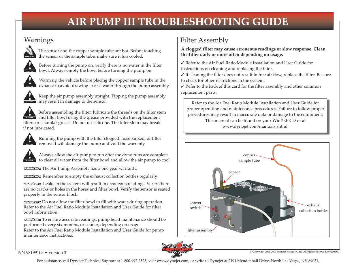 Dynojet Air Pump III Troubleshooting Guide User Manual | 2 pages