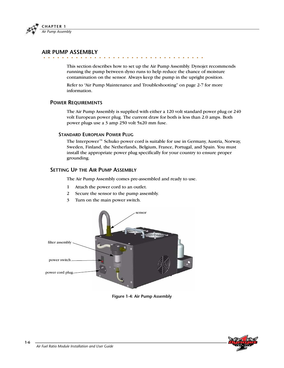 Air pump assembly, Power requirements, Setting up the air pump assembly | Dynojet Air Fuel Ratio Module User Manual | Page 10 / 36