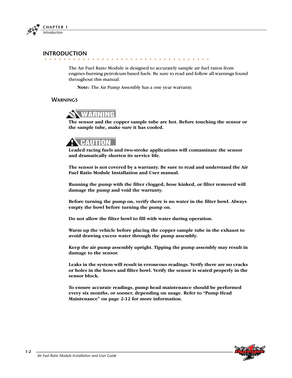 Introduction, Warnings, Warnings -2 | Dynojet Air Fuel Ratio Module User Manual | Page 6 / 36