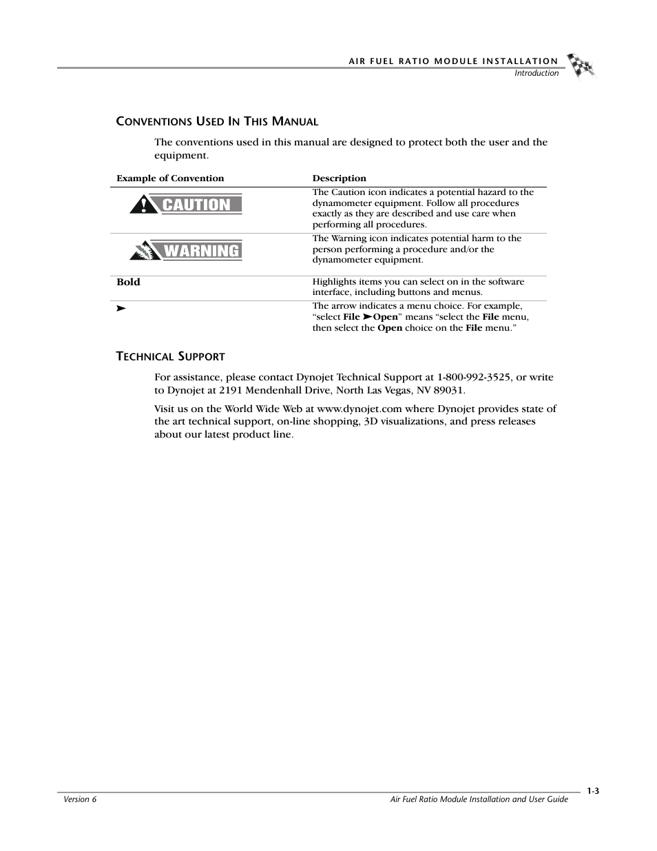 Conventions used in this manual, Technical support | Dynojet Air Fuel Ratio Module User Manual | Page 7 / 36