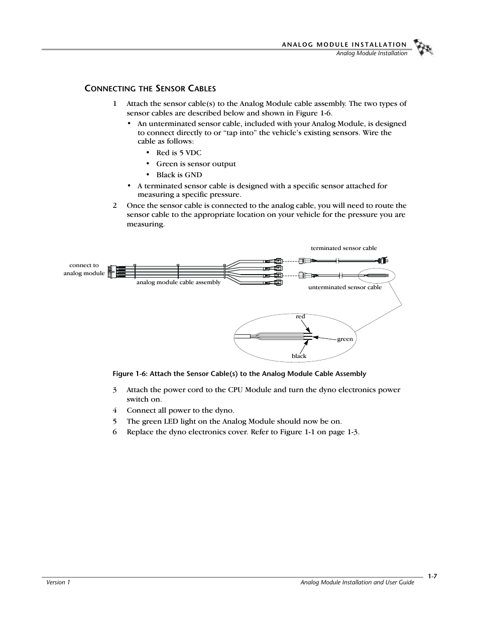 Connecting the sensor cables, Connecting the sensor cables -7 | Dynojet Analog Module User Manual | Page 11 / 21