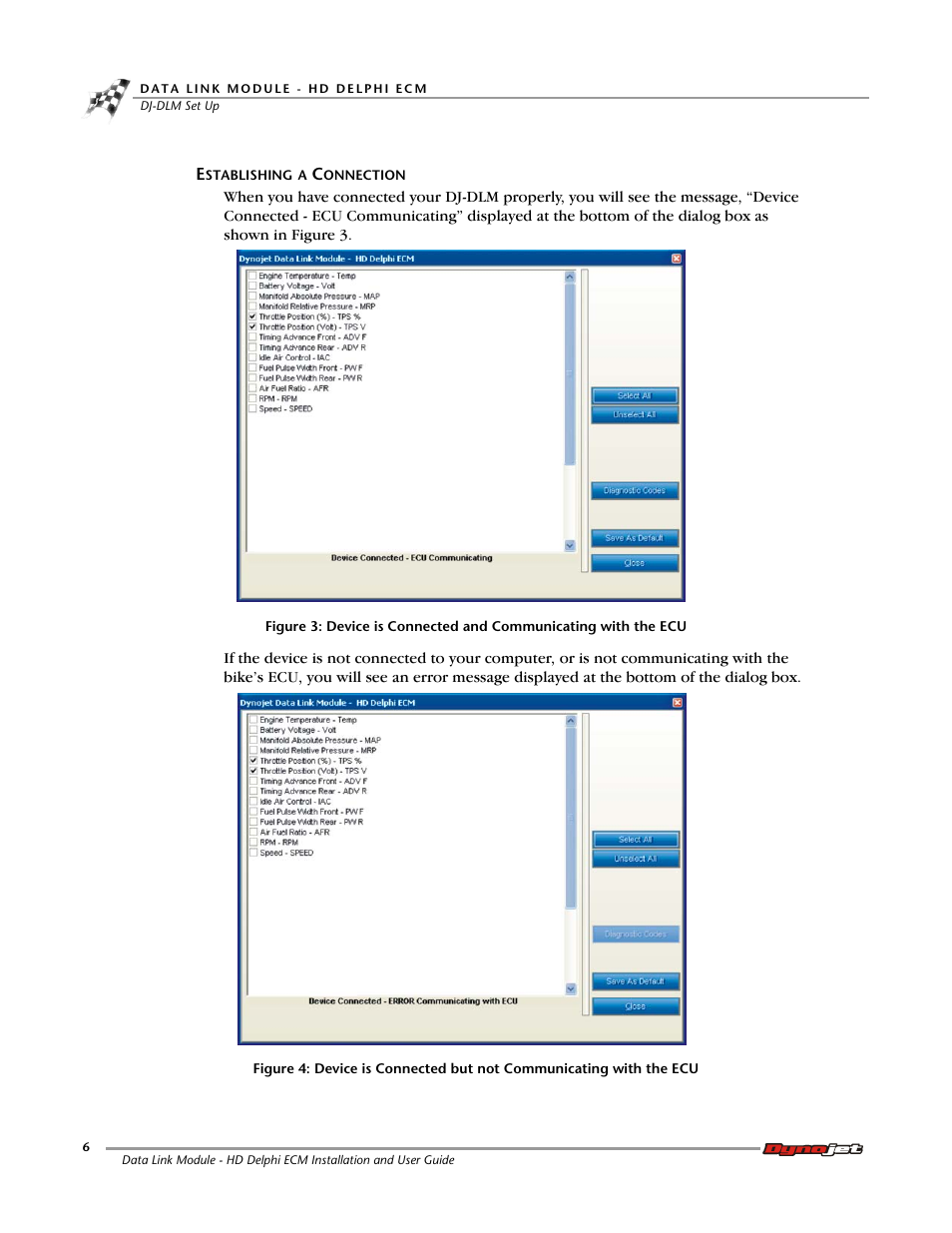 Establishing a connection | Dynojet Data Link Module - HD Delphi ECM User Manual | Page 10 / 18