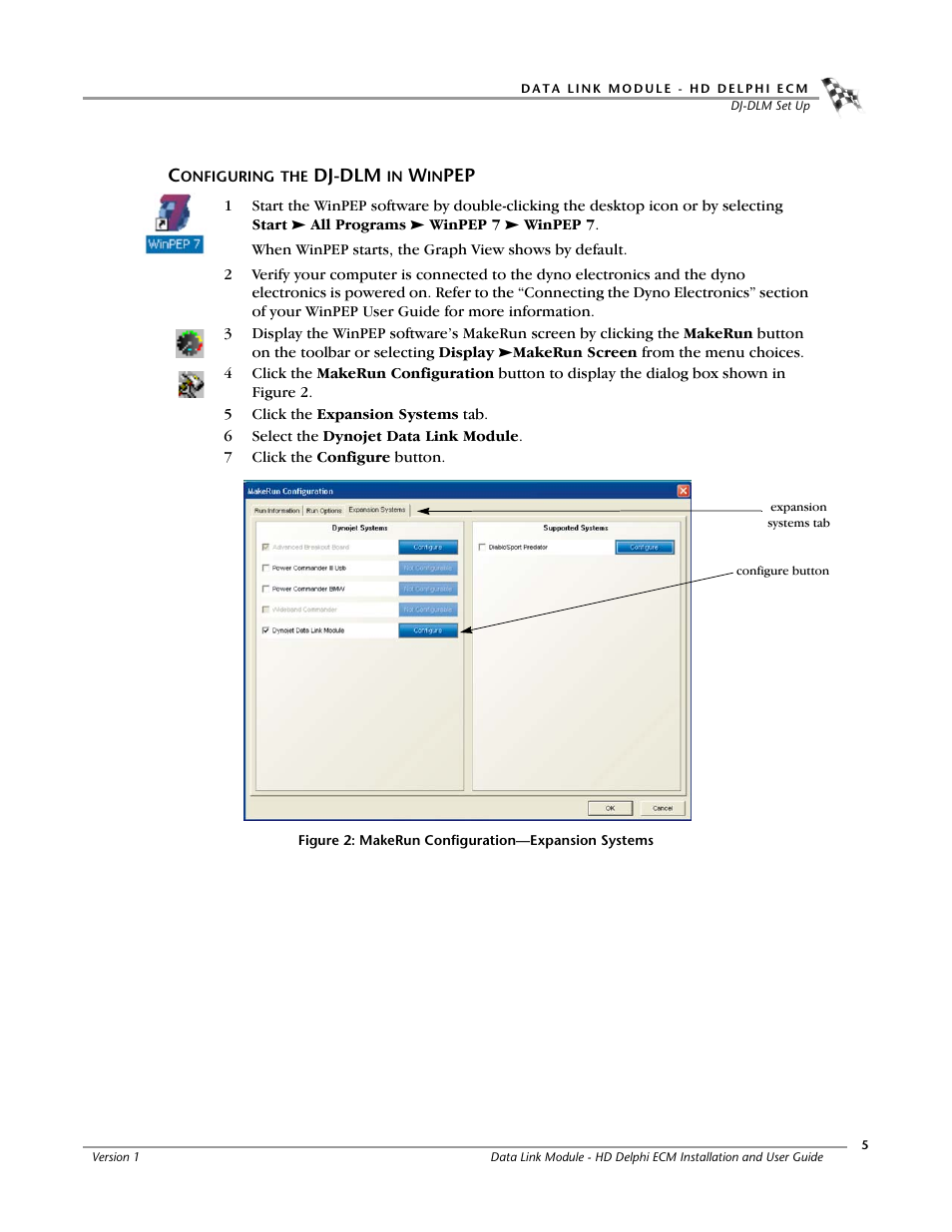 Configuring the dj-dlm in winpep | Dynojet Data Link Module - HD Delphi ECM User Manual | Page 9 / 18