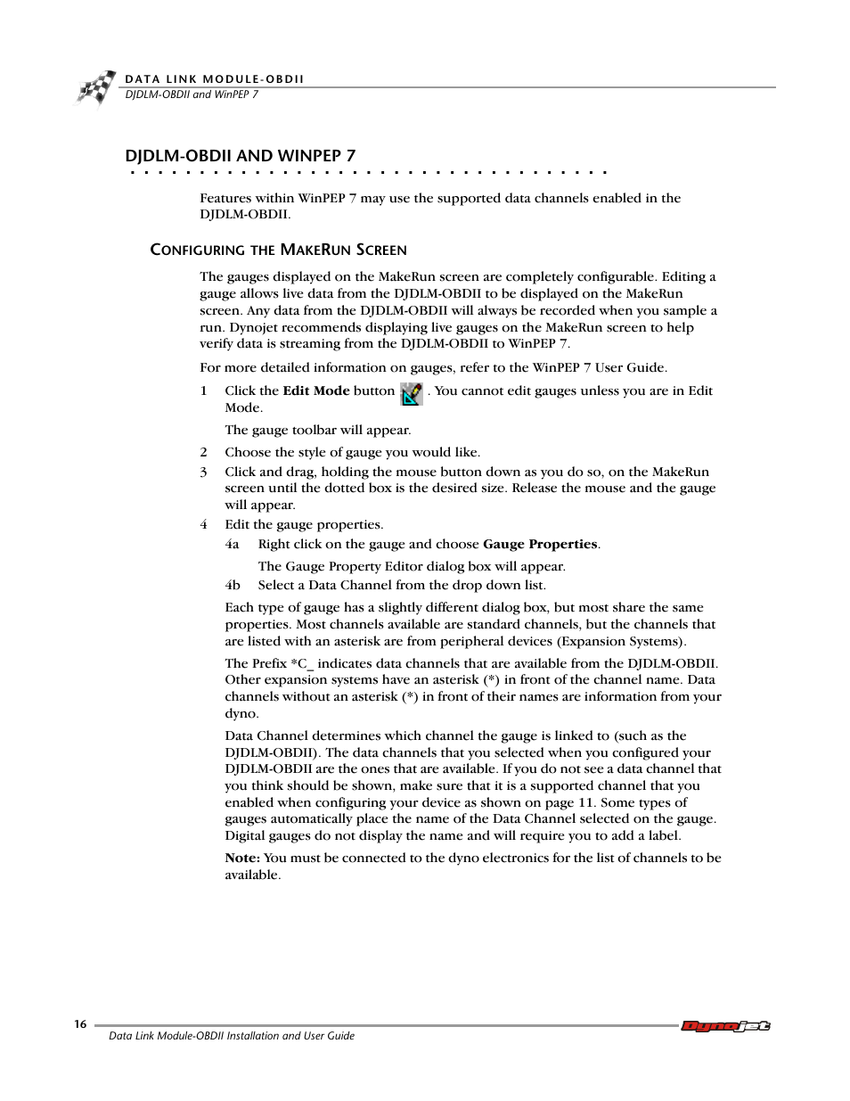 Djdlm-obdii and winpep 7 | Dynojet Data Link Module - OBDII User Manual | Page 20 / 33