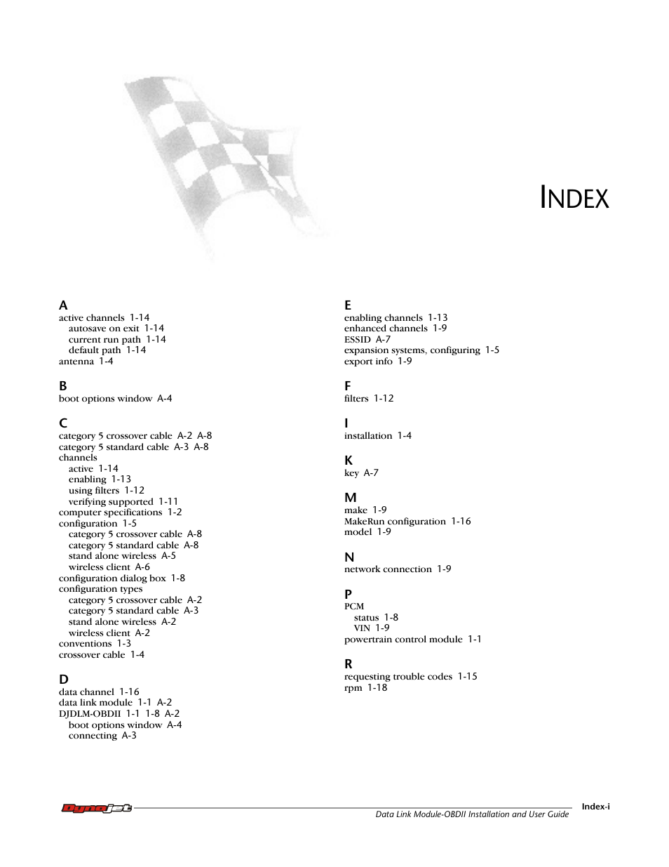 Index, Ndex | Dynojet Data Link Module - OBDII User Manual | Page 31 / 33