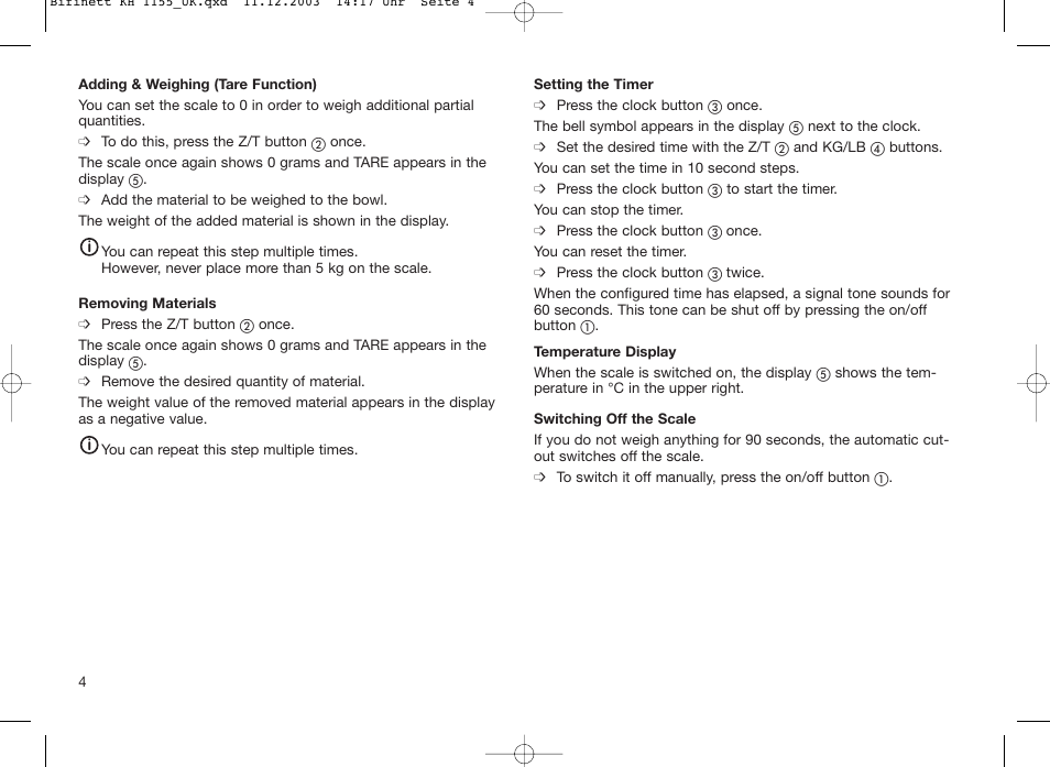 Bifinett KH 1155 User Manual | Page 4 / 7