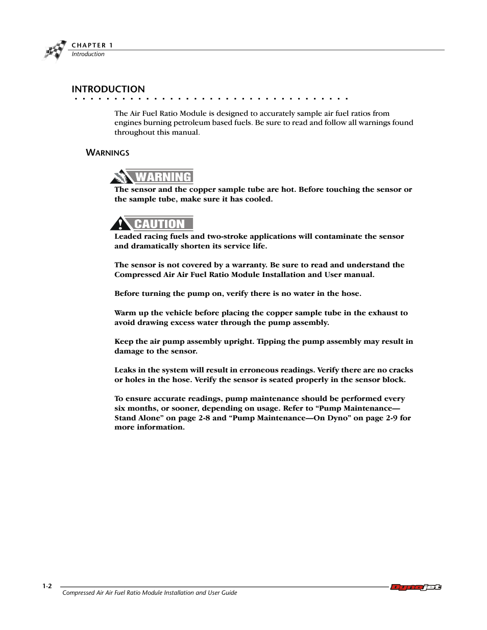Introduction, Warnings | Dynojet Compressed Air Air/Fuel Ratio Module User Manual | Page 6 / 33