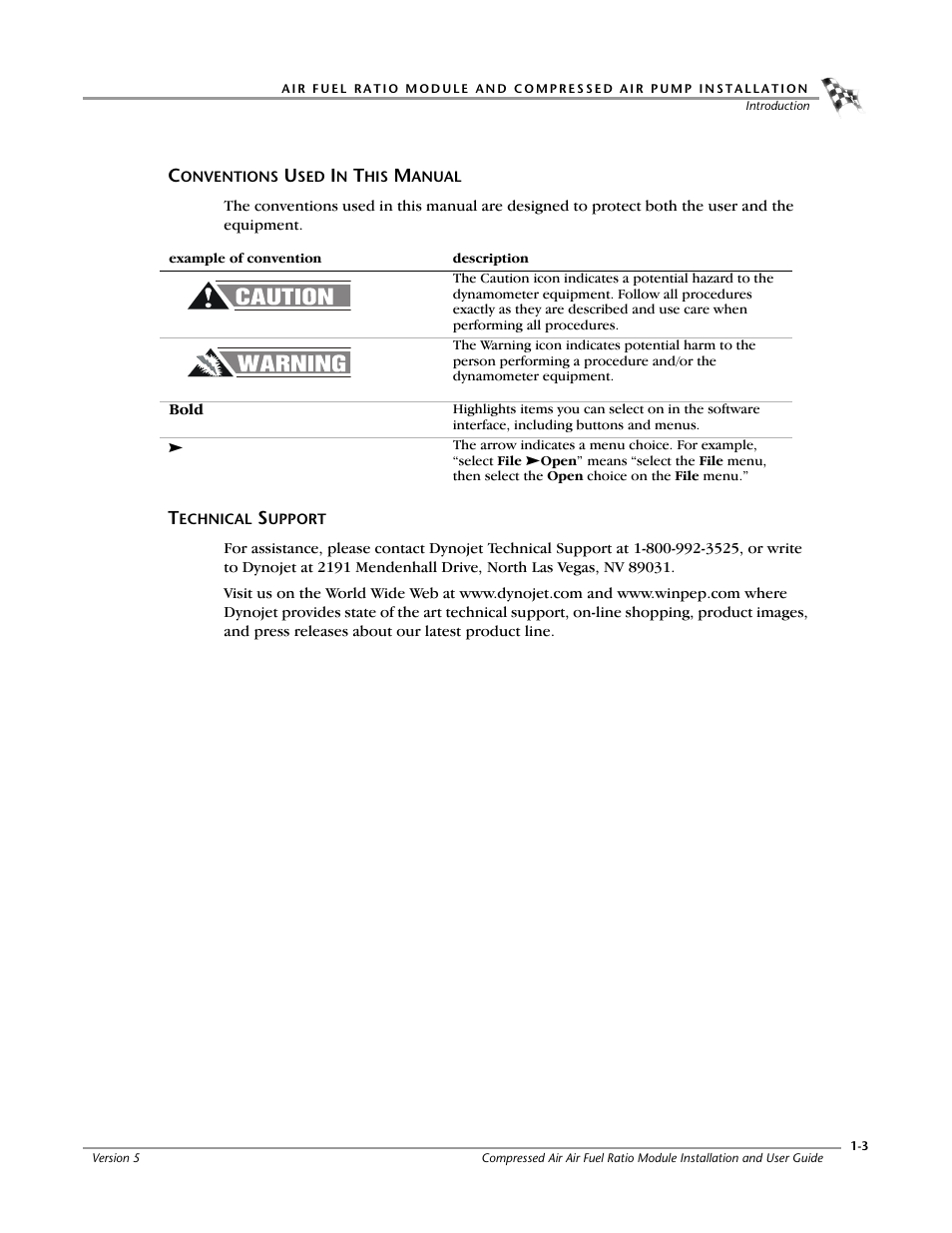 Conventions used in this manual, Technical support | Dynojet Compressed Air Air/Fuel Ratio Module User Manual | Page 7 / 33