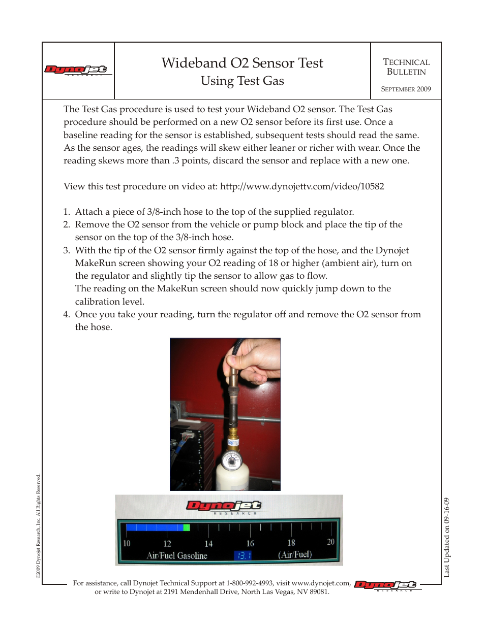 Dynojet O2 Sensor Test Gas Usage Procedure User Manual | 1 page