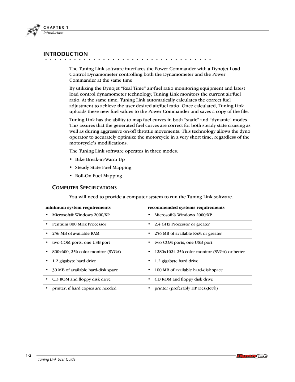 Introduction, Computer specifications, Computer specifications -2 | Dynojet Tuning Link User Manual | Page 6 / 36