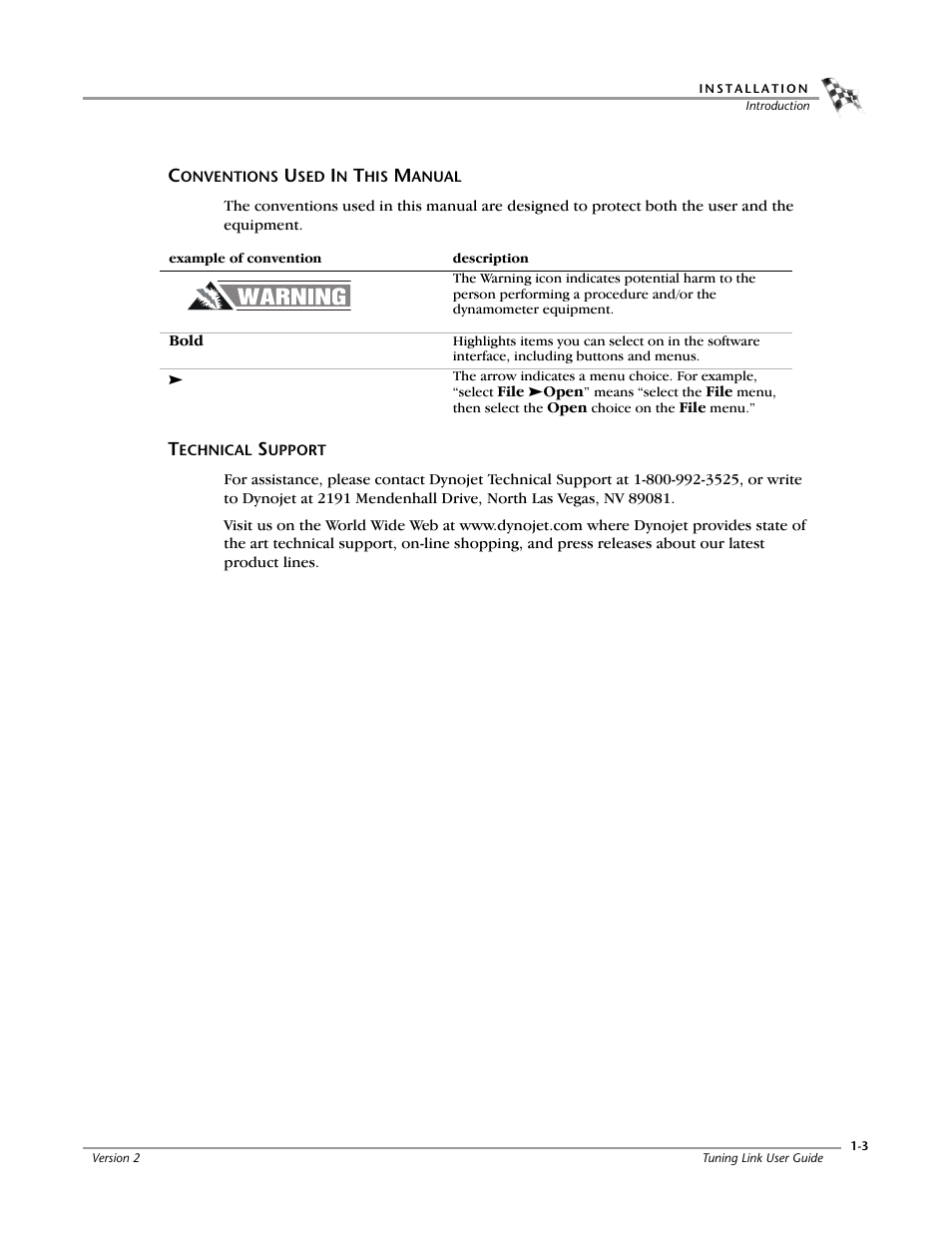 Conventions used in this manual, Technical support | Dynojet Tuning Link User Manual | Page 7 / 36
