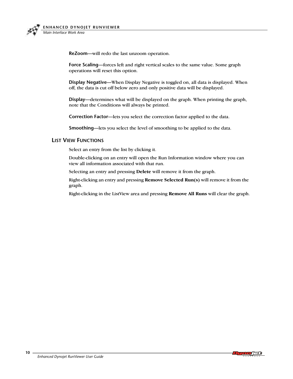 List view functions | Dynojet Run Viewer Complete User Manual | Page 14 / 22