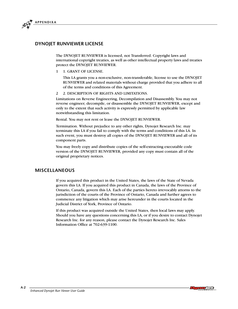 Dynojet runviewer license, Miscellaneous | Dynojet Run Viewer Complete User Manual | Page 20 / 22