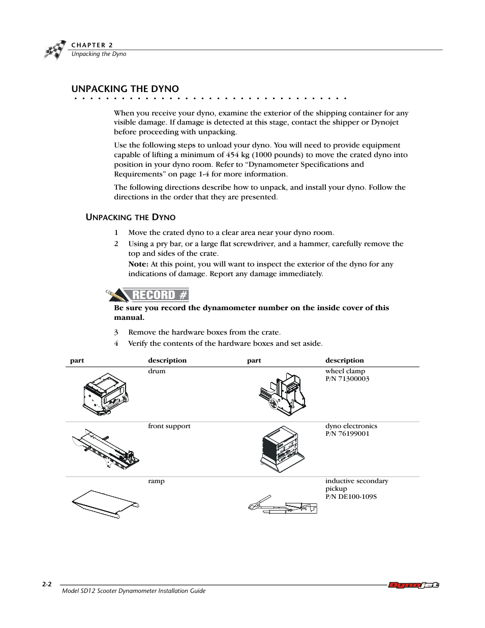 Unpacking the dyno | Dynojet Scooter Dyno SD-12 Installation Guide User Manual | Page 18 / 44