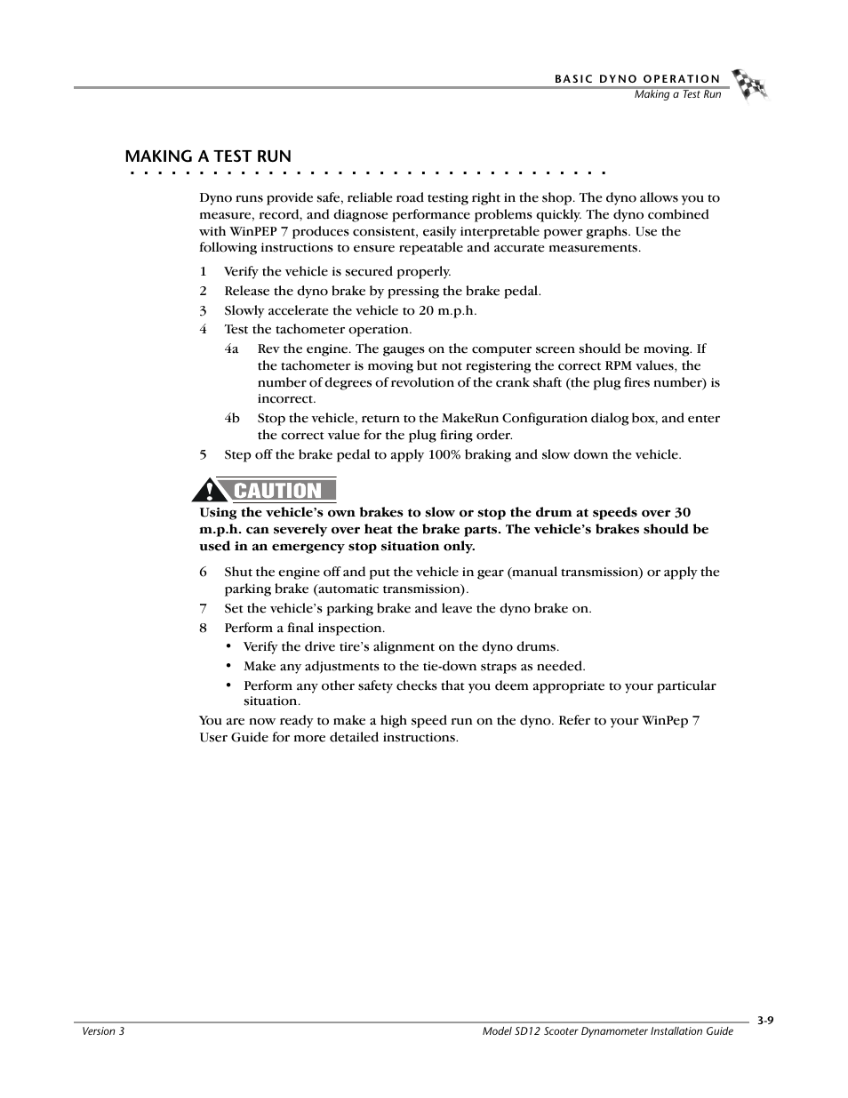 Making a test run | Dynojet Scooter Dyno SD-12 Installation Guide User Manual | Page 39 / 44