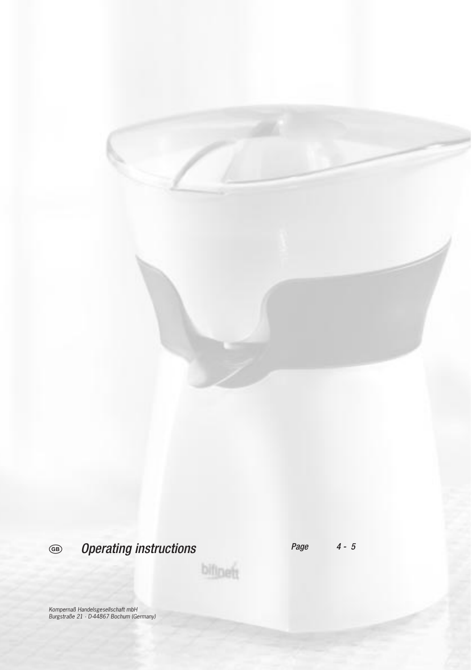 Operating instructions | Bifinett KH 85 User Manual | Page 2 / 8