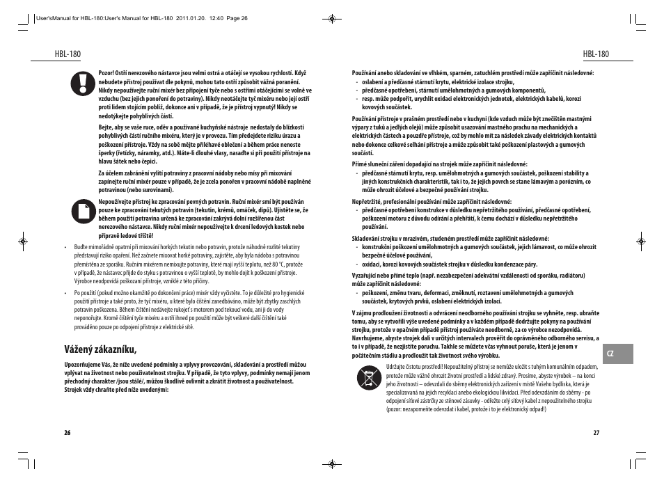 Vážený zákazníku, Hbl-180 | Dyras HBL-180 User Manual | Page 14 / 29