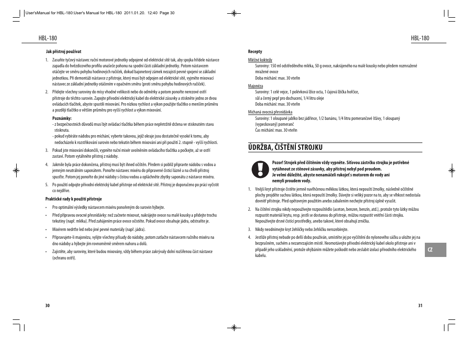 Údržba, čištění strojku, Hbl-180 | Dyras HBL-180 User Manual | Page 16 / 29