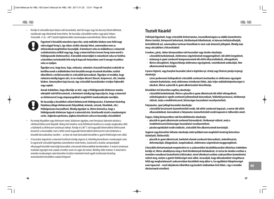 Tisztelt vásárló, Hbl-180 | Dyras HBL-180 User Manual | Page 24 / 29