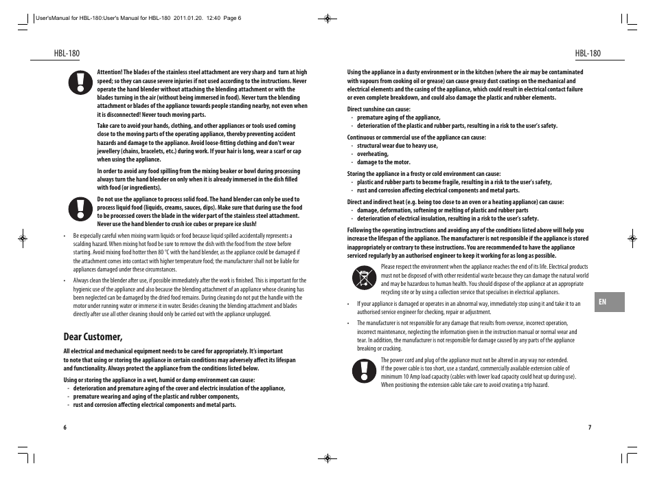 Dear customer, Hbl-180 | Dyras HBL-180 User Manual | Page 4 / 29