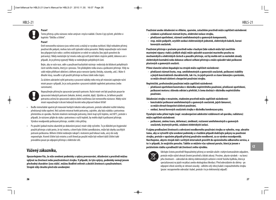 Vážený zákazníku, Hbls-21 | Dyras HBLS-21 User Manual | Page 14 / 29