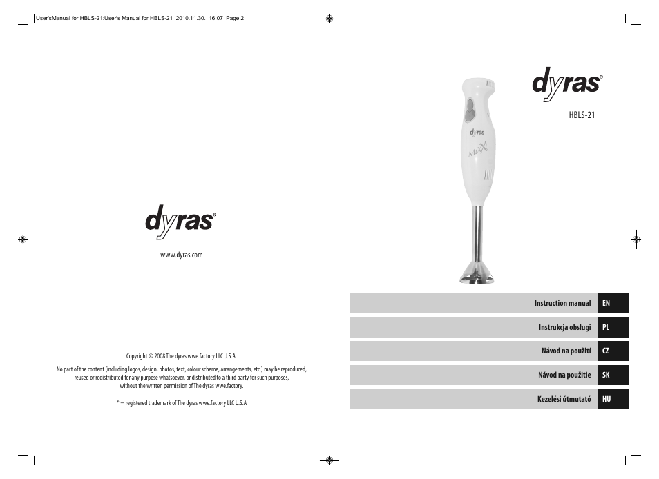 Dyras HBLS-21 User Manual | Page 2 / 29