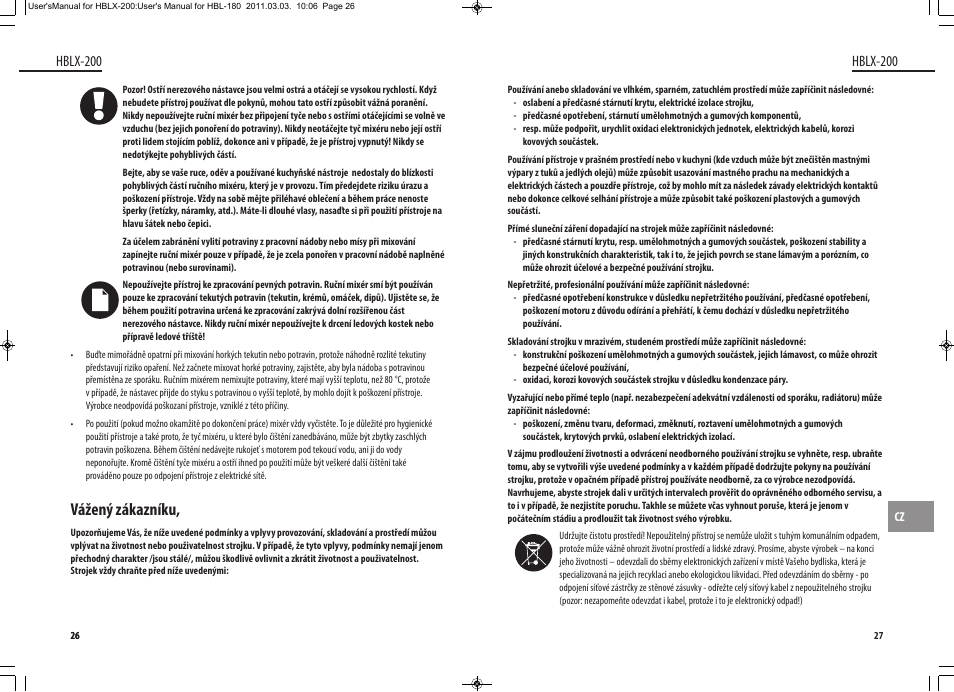 Vážený zákazníku, Hblx-200 | Dyras HBLX-200 User Manual | Page 14 / 29