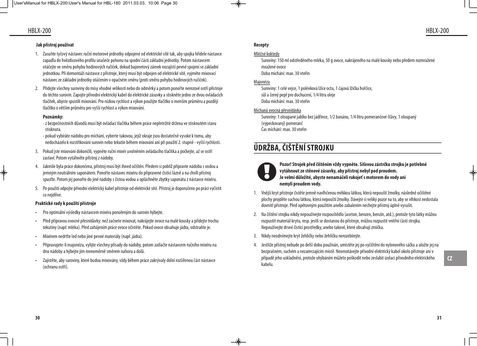 Údržba, čištění strojku, Hblx-200 | Dyras HBLX-200 User Manual | Page 16 / 29