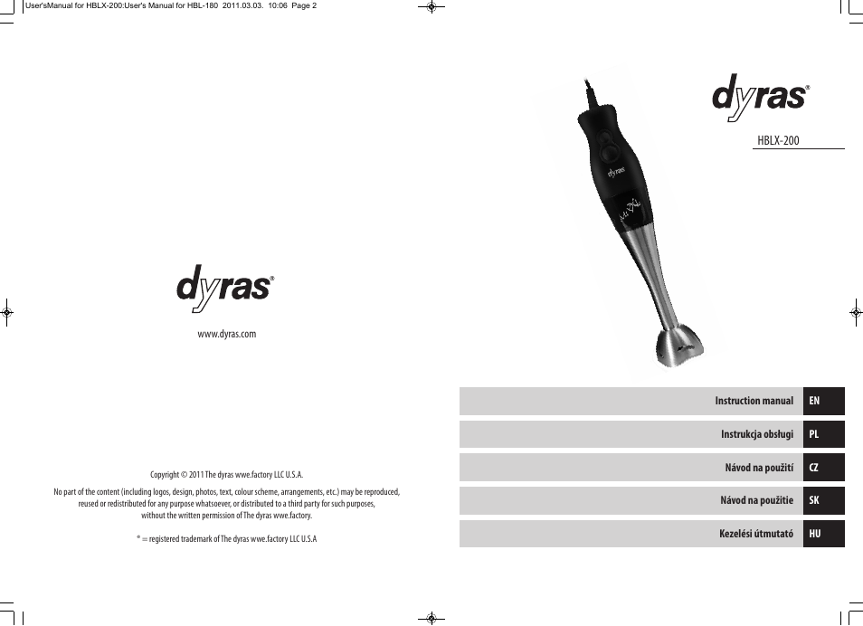 Hblx-200 | Dyras HBLX-200 User Manual | Page 2 / 29