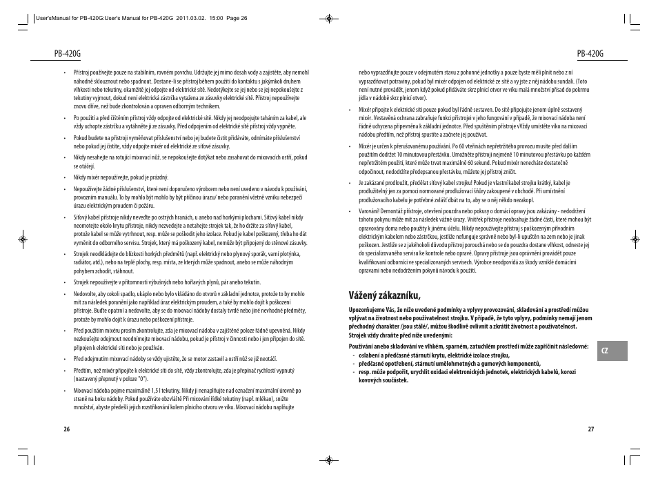Vážený zákazníku, Pb-420g | Dyras PB-420G User Manual | Page 14 / 29
